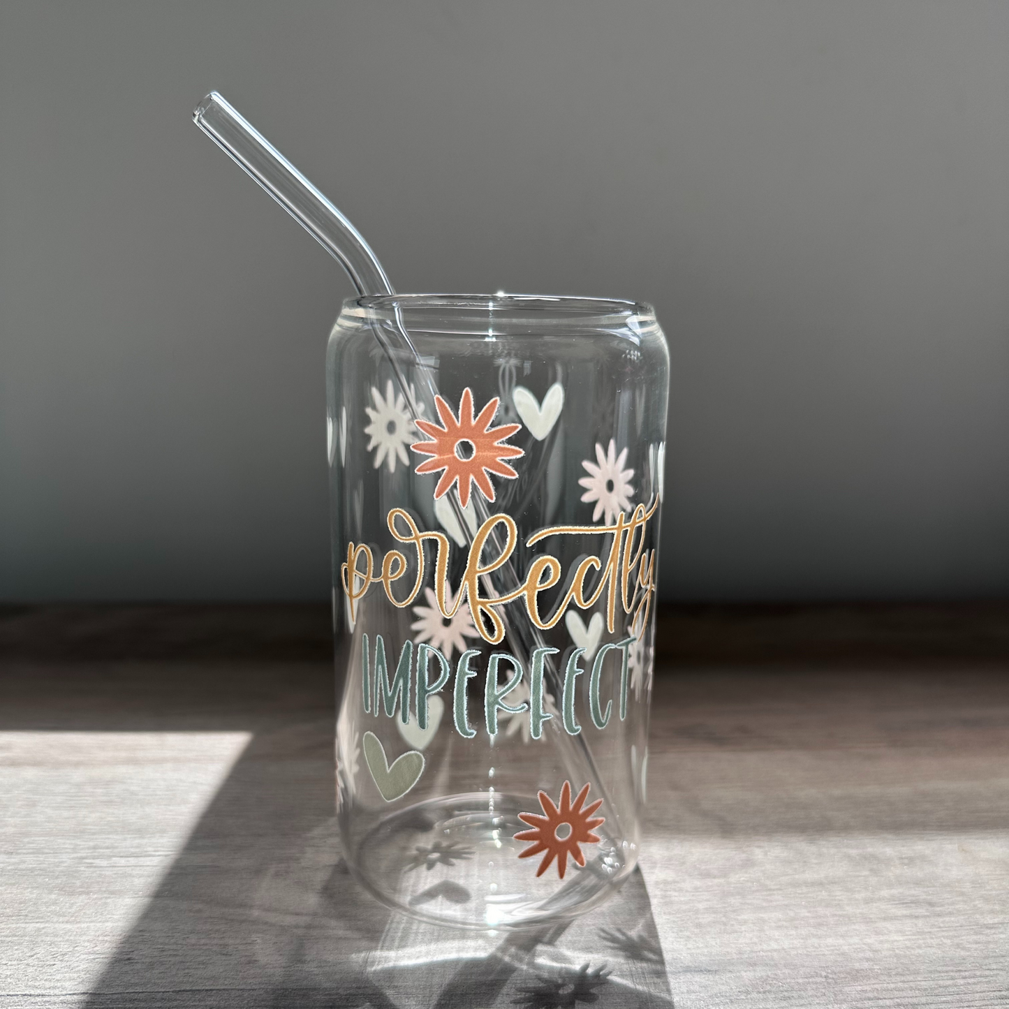 'PERFECTLY IMPERFECT' ~ 16oz Glass cup