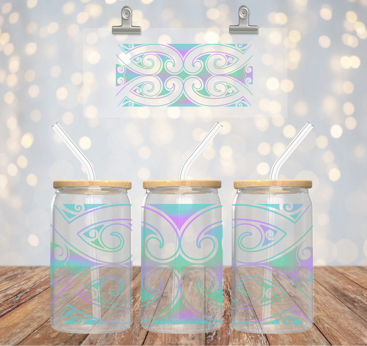 ATAWHAI - Pastel blue and purple ~ 16oz Glass cup