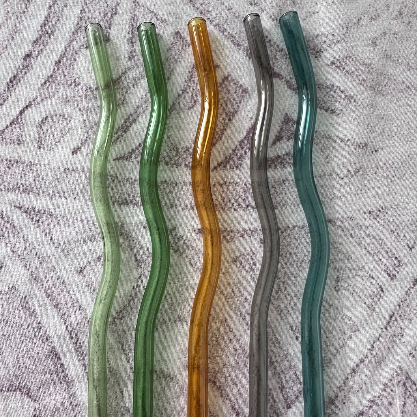 Colourful Glass straw (Wavy)