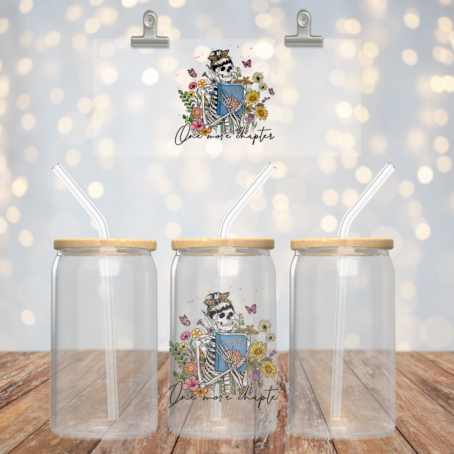 'ONE MORE CHAPTER' ~ 16oz Glass cup