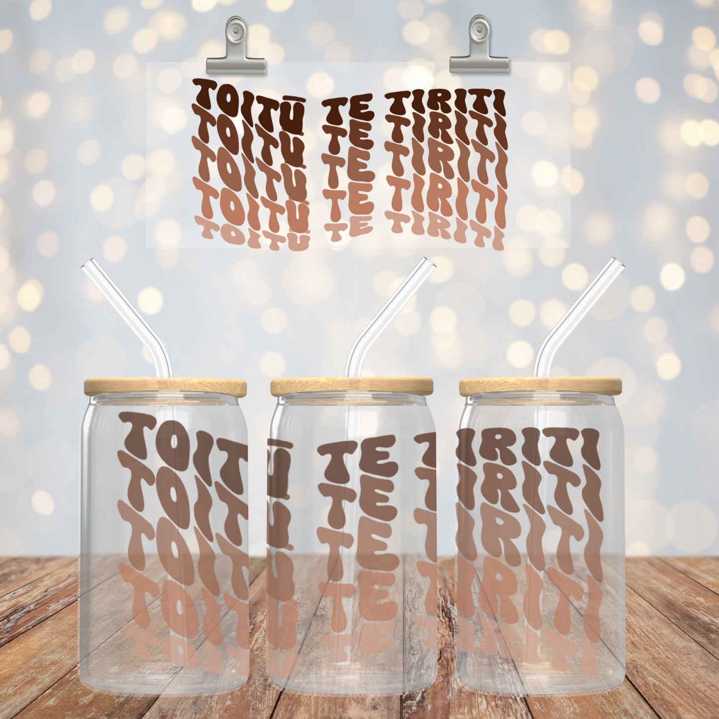 TOITŪ collection - Brown Ombre ~ 16oz Glass cup