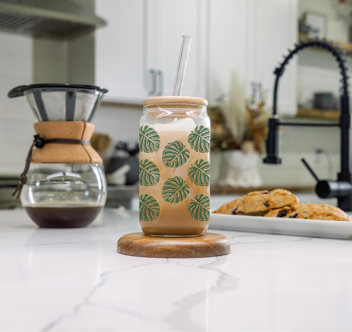 'MONSTERA Mini' ~ 16oz Glass cup