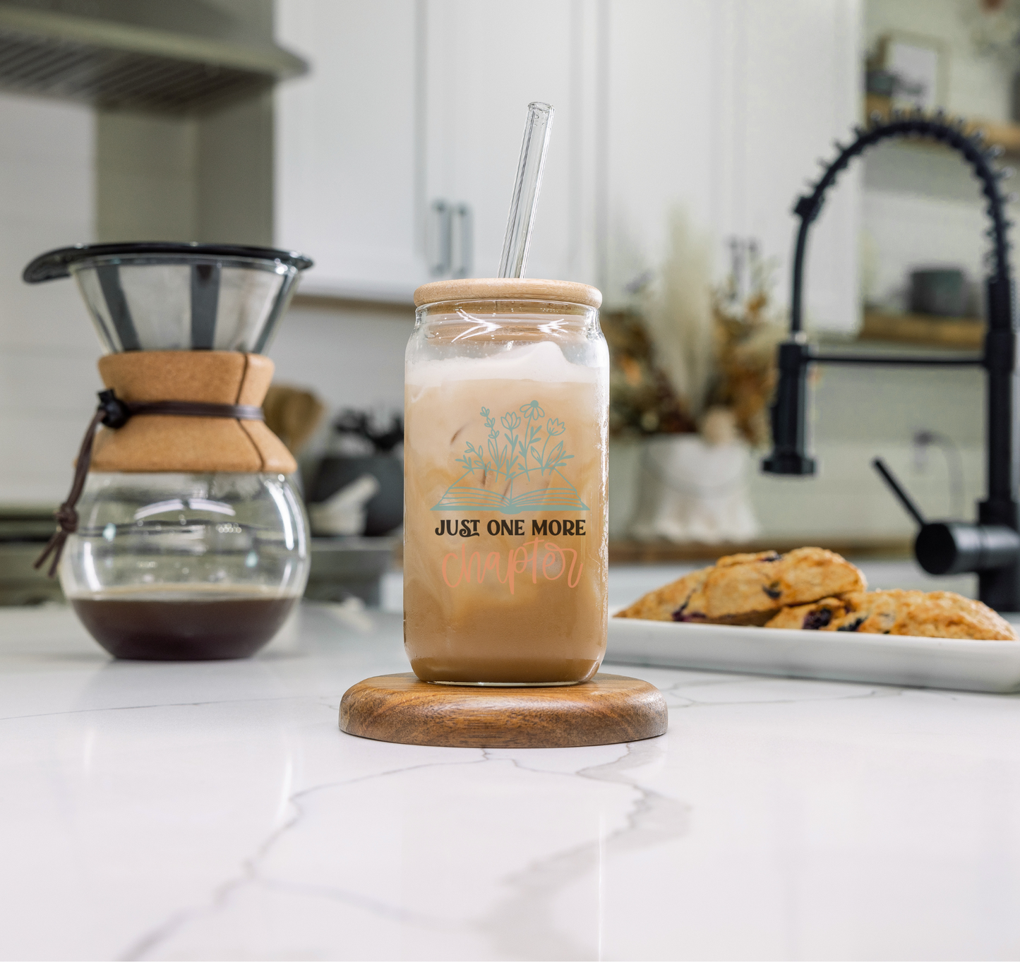 'JUST ONE MORE CHAPTER' ~ 16oz Glass cup