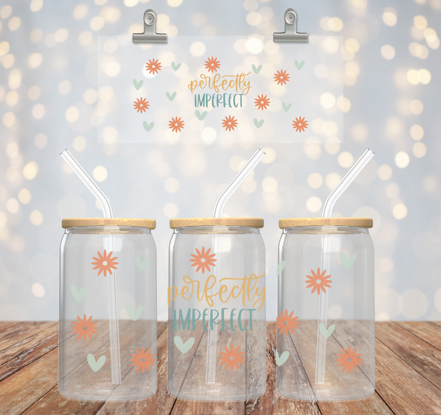 'PERFECTLY IMPERFECT' ~ 16oz Glass cup