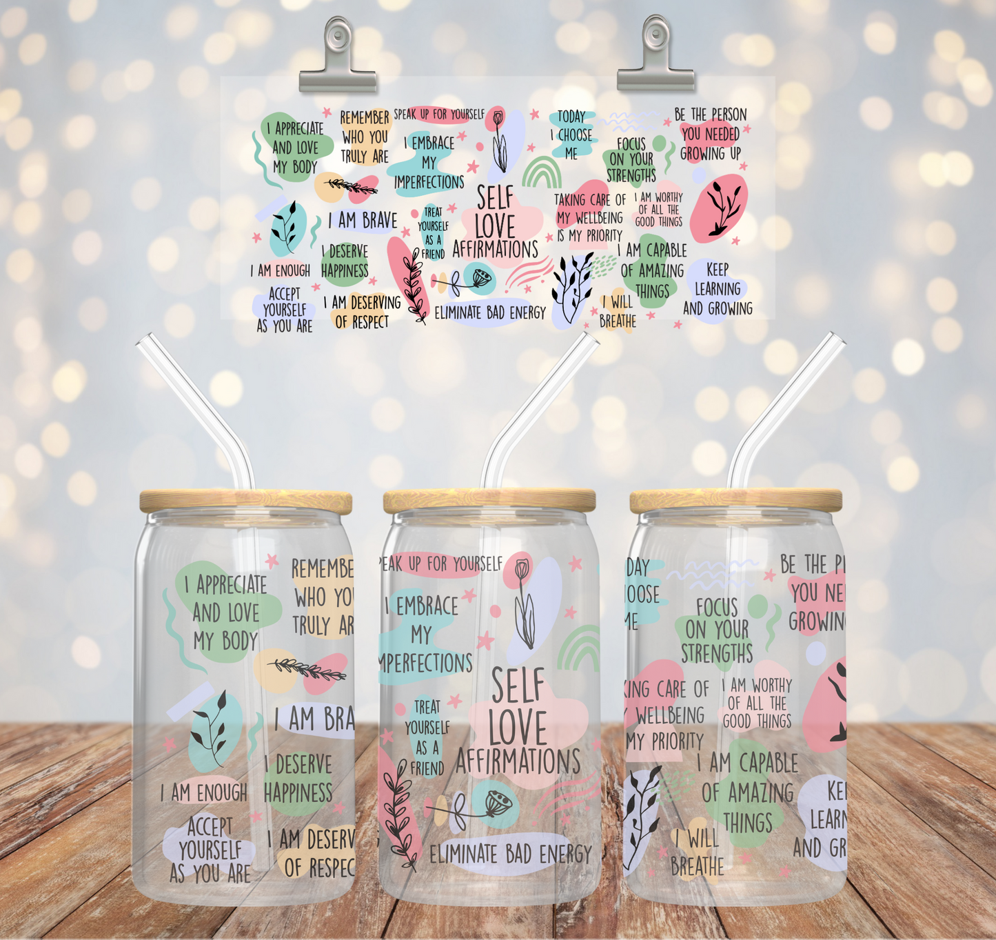 'SELF LOVE' ~ 16oz Glass cup