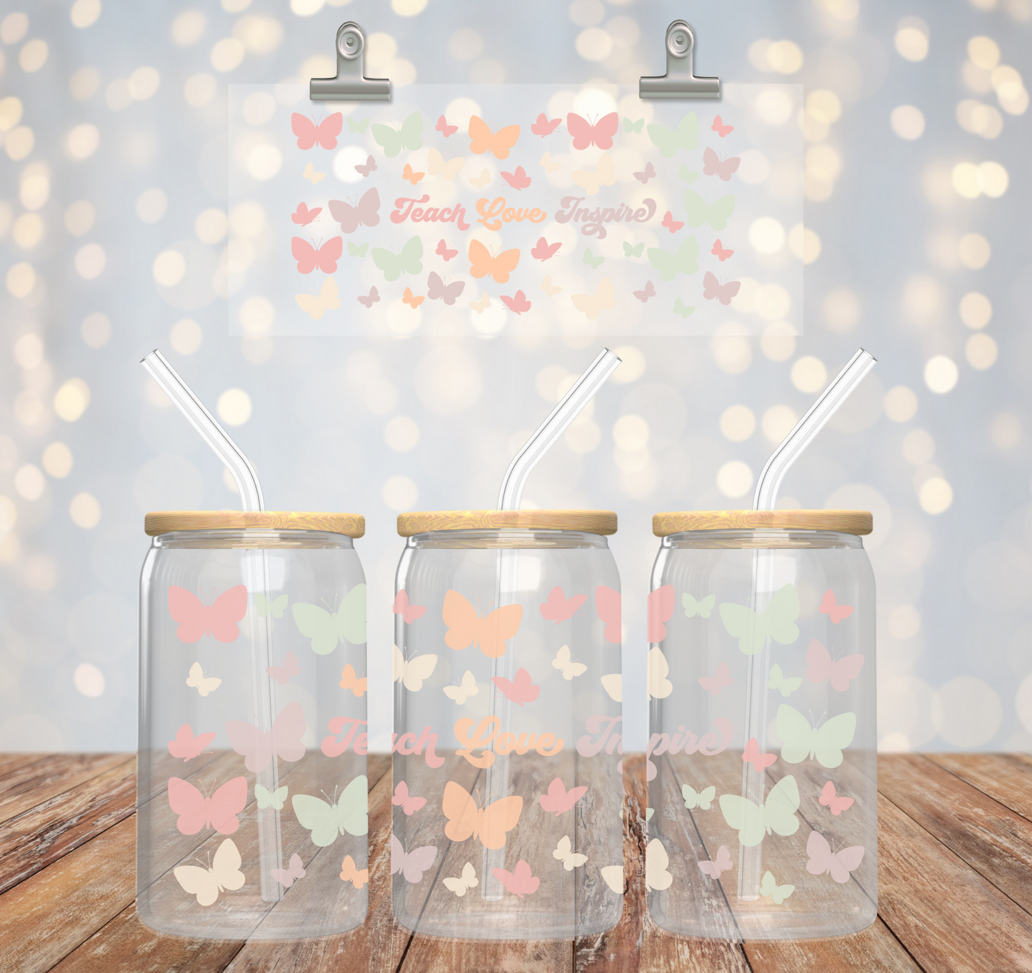 'TEACH, LOVE & INSPIRE' ~ 16oz Glass cup