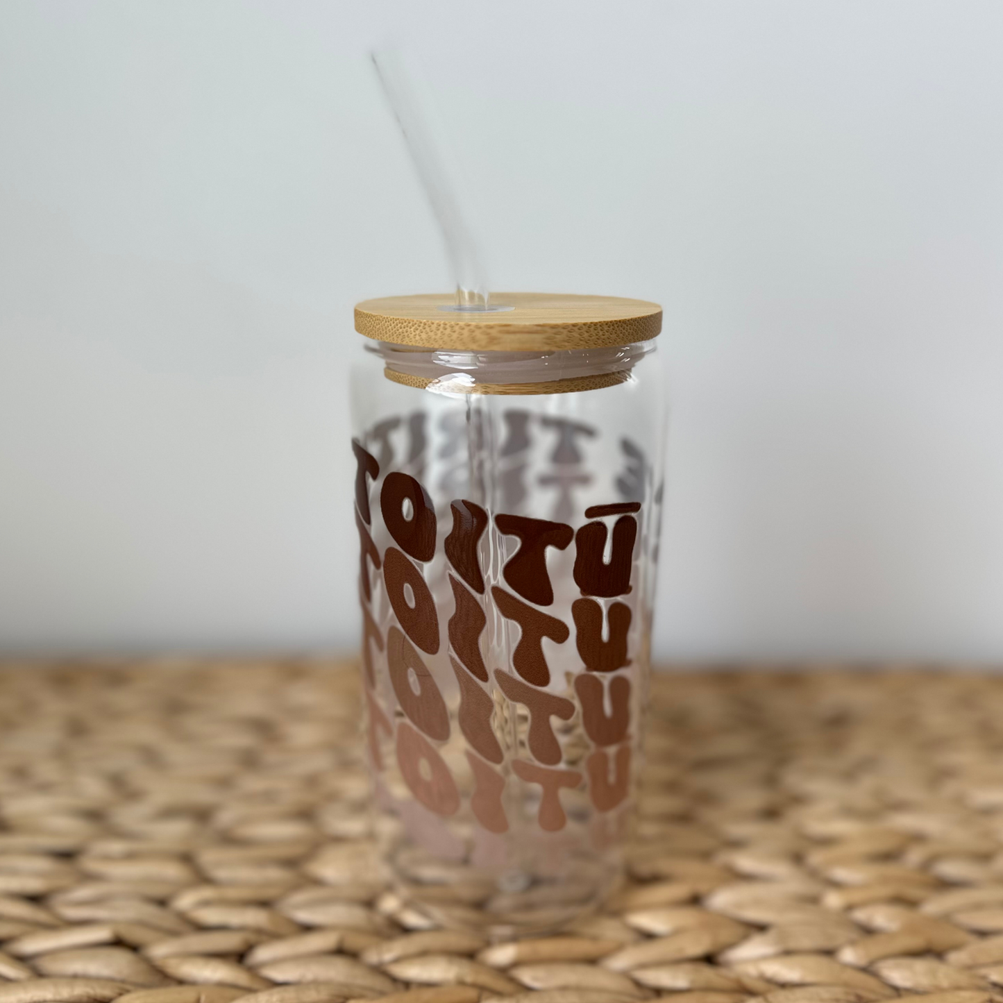 TOITŪ collection - Brown Ombre ~ 16oz Glass cup