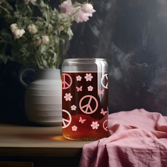 'PEACE & BUTTERFLIES' ~ Glass cup (Full wrap range)