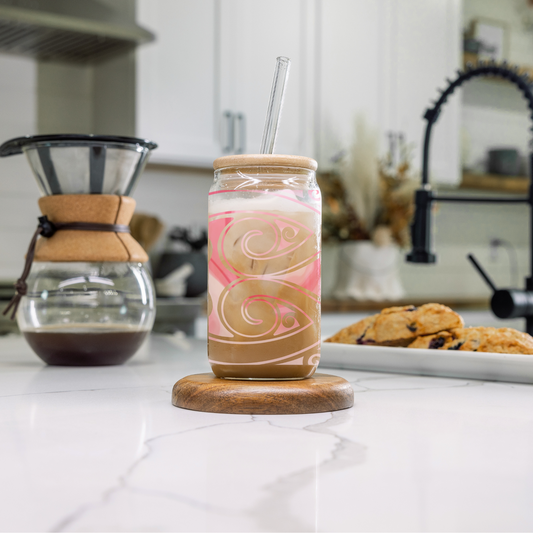 ATAWHAI collection - Pink ~ 16oz Glass cup