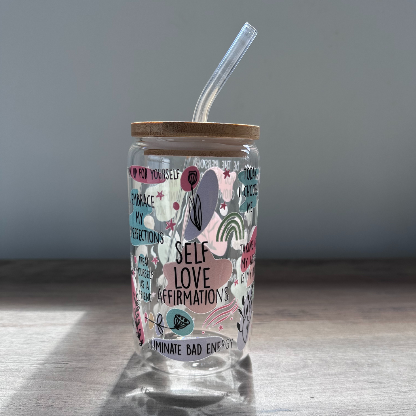'SELF LOVE' ~ 16oz Glass cup