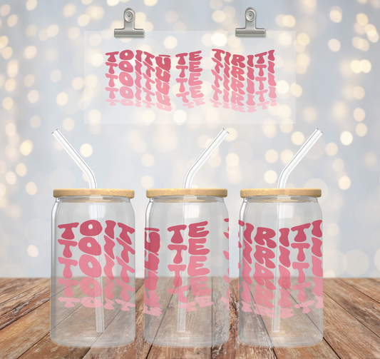 TOITŪ collection - Pink ombre ~ 16oz Glass cup