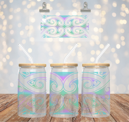 ATAWHAI - Pastel blue and purple ~ 16oz Glass cup