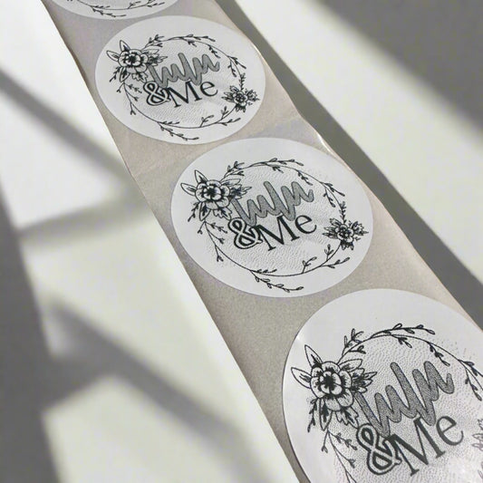 Custom Logo stickers (2inch round - WHITE) x 100