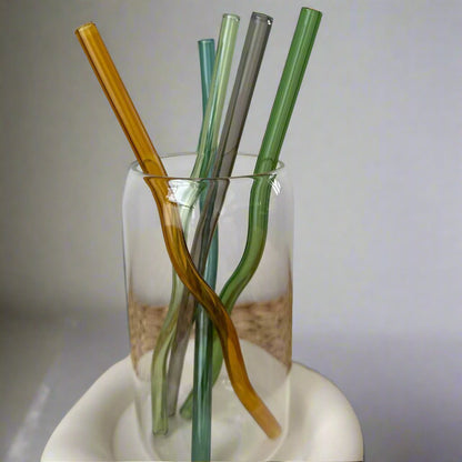 Colourful Glass straw (Wavy)