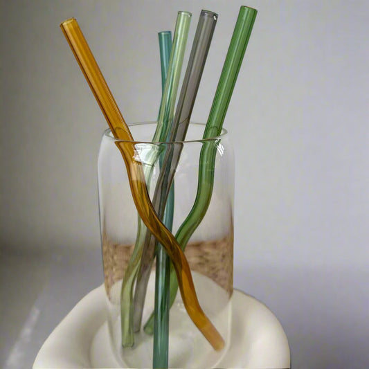 Colourful Glass straw (Wavy)