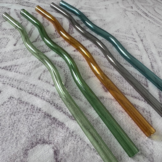 Colourful Glass straw (Wavy)