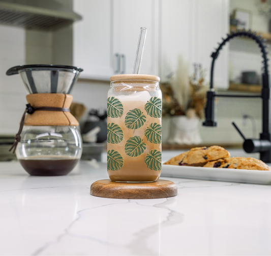 'MONSTERA Mini' ~ 16oz Glass cup