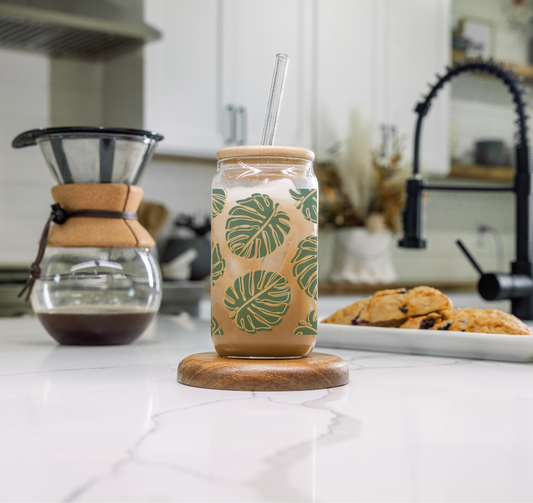 'MONSTERA' Original ~ 16oz Glass cup