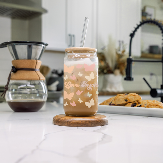 'TEACH, LOVE & INSPIRE' ~ 16oz Glass cup
