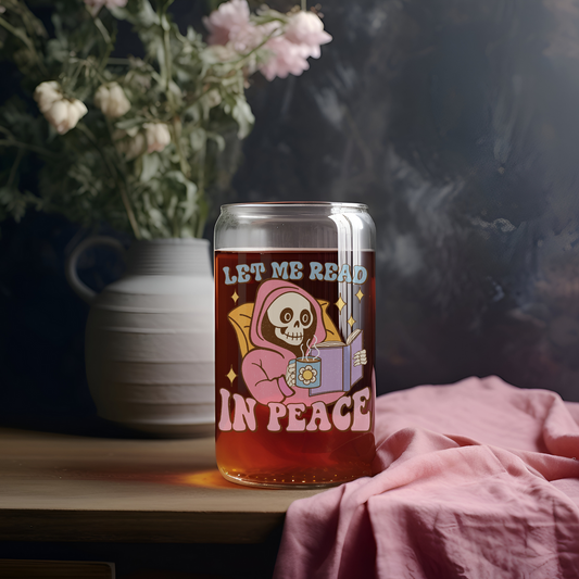 'READ IN PEACE' ~ 16oz Glass cup