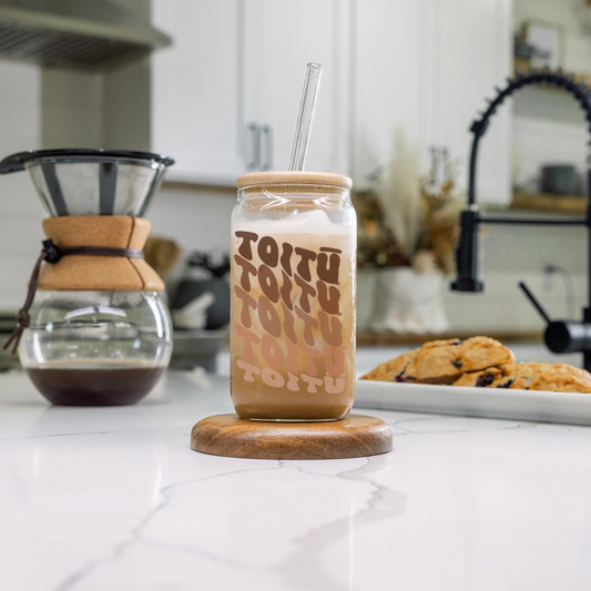 TOITŪ collection - Brown Ombre ~ 16oz Glass cup